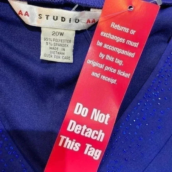 AA Studio Blue V Neck with Blue Rhinestones embellishment MIDI 20W - Picture 7 of 7